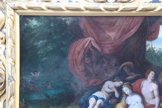 17th century Flemish School Diana and attendants asleep in woodland 10.75 x 15in.